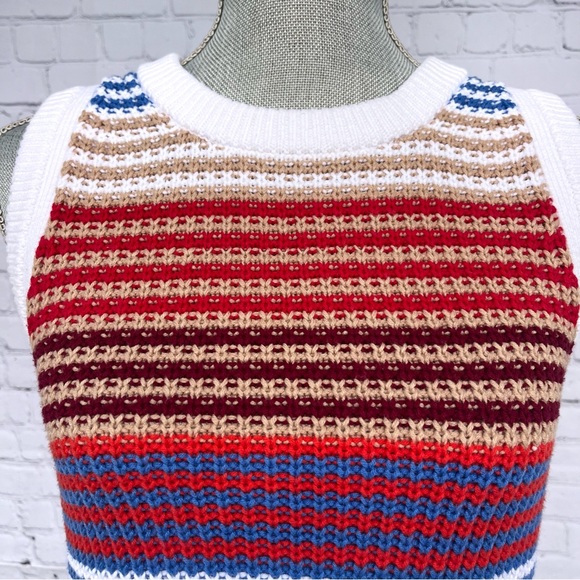 LOFT Multicolor Striped Cotton Blend Sleeveless Sweater Knit Top Size XS - Picture 3 of 9